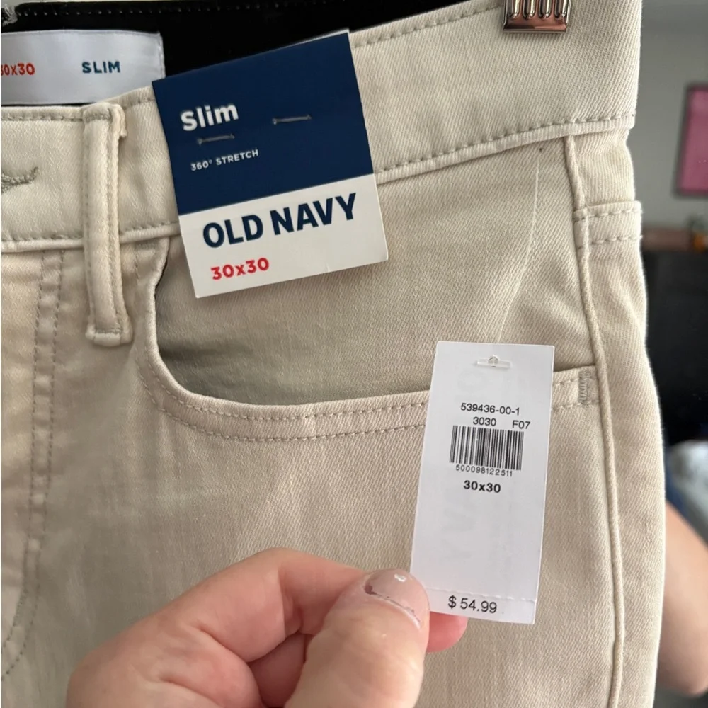 NWT Old Navy Men’s Light Beige Denim Pants - Picture 4 of 6